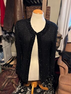 Vintage 100% Silk Sequin and Beaded Embroidered Evening Wear Cardigan/Jacket
